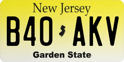 NJ license plate B40AKV