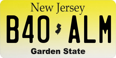 NJ license plate B40ALM