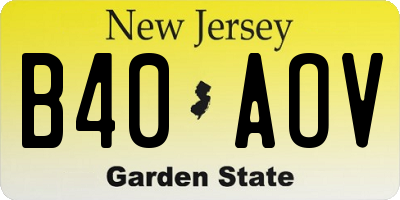 NJ license plate B40AOV