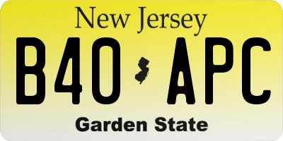 NJ license plate B40APC