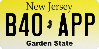 NJ license plate B40APP