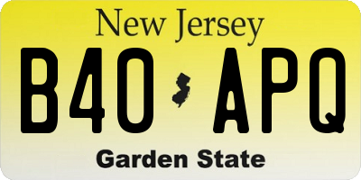 NJ license plate B40APQ