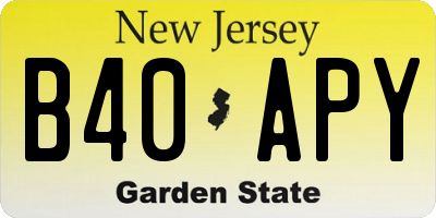 NJ license plate B40APY