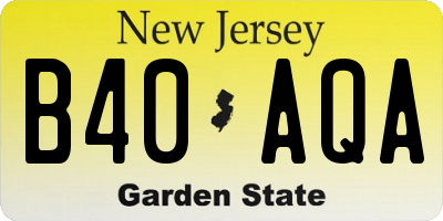 NJ license plate B40AQA