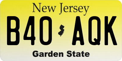 NJ license plate B40AQK