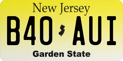 NJ license plate B40AUI