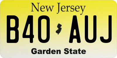 NJ license plate B40AUJ