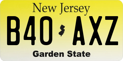 NJ license plate B40AXZ