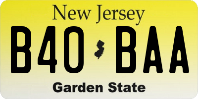NJ license plate B40BAA