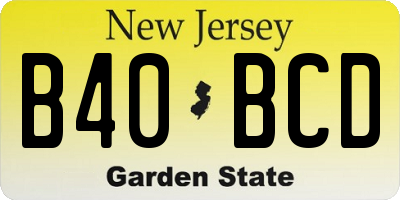 NJ license plate B40BCD