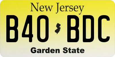NJ license plate B40BDC