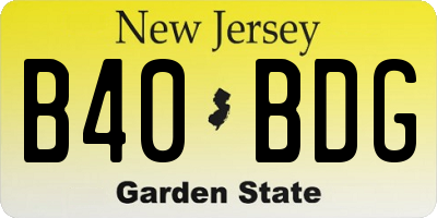 NJ license plate B40BDG