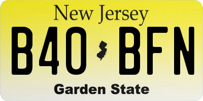 NJ license plate B40BFN