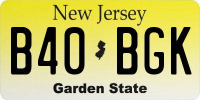 NJ license plate B40BGK