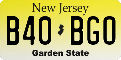 NJ license plate B40BGO