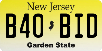 NJ license plate B40BID