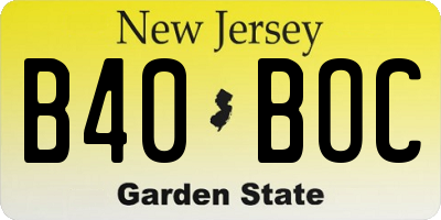NJ license plate B40BOC
