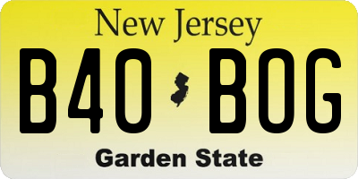 NJ license plate B40BOG