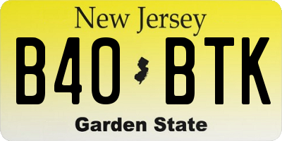 NJ license plate B40BTK