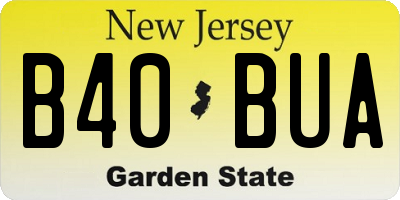 NJ license plate B40BUA