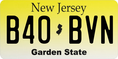 NJ license plate B40BVN