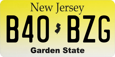 NJ license plate B40BZG