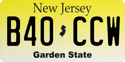 NJ license plate B40CCW