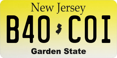 NJ license plate B40COI