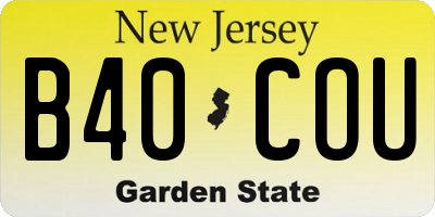 NJ license plate B40COU