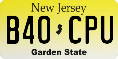NJ license plate B40CPU