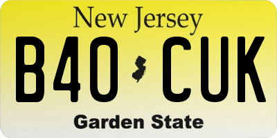 NJ license plate B40CUK