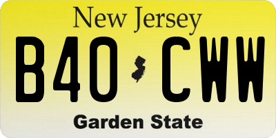 NJ license plate B40CWW