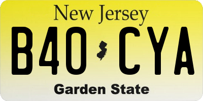 NJ license plate B40CYA