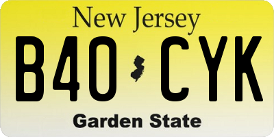 NJ license plate B40CYK