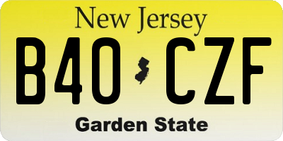 NJ license plate B40CZF