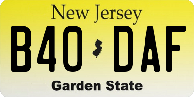 NJ license plate B40DAF