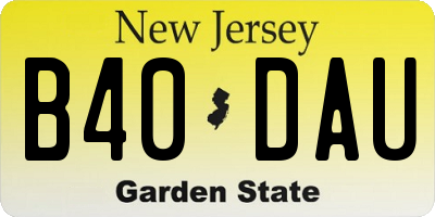 NJ license plate B40DAU