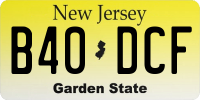 NJ license plate B40DCF