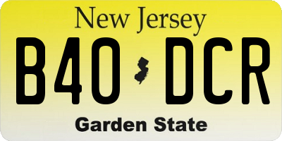 NJ license plate B40DCR
