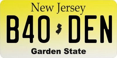 NJ license plate B40DEN