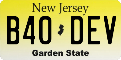 NJ license plate B40DEV