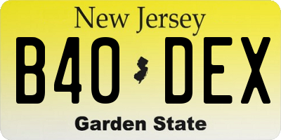 NJ license plate B40DEX