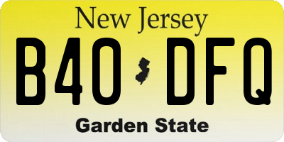 NJ license plate B40DFQ