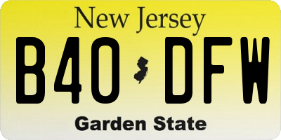 NJ license plate B40DFW