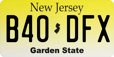 NJ license plate B40DFX