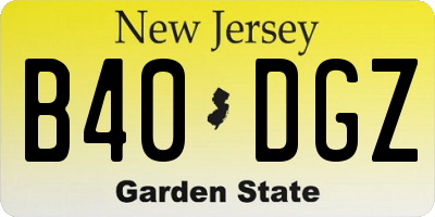 NJ license plate B40DGZ