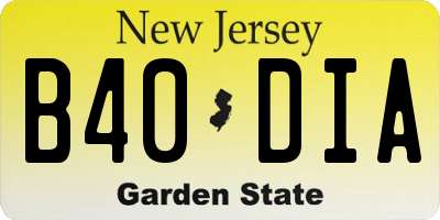NJ license plate B40DIA