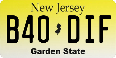NJ license plate B40DIF