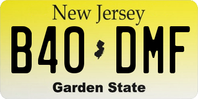 NJ license plate B40DMF