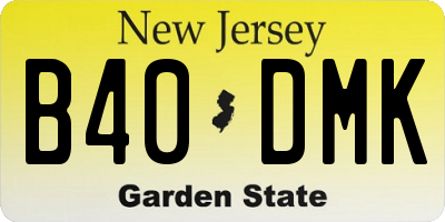 NJ license plate B40DMK